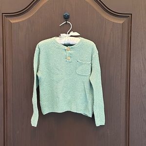 ZARA Boys Waffle Knit Teal Green Cotton Long Sleeve Henley Top 3–4 Button Collar